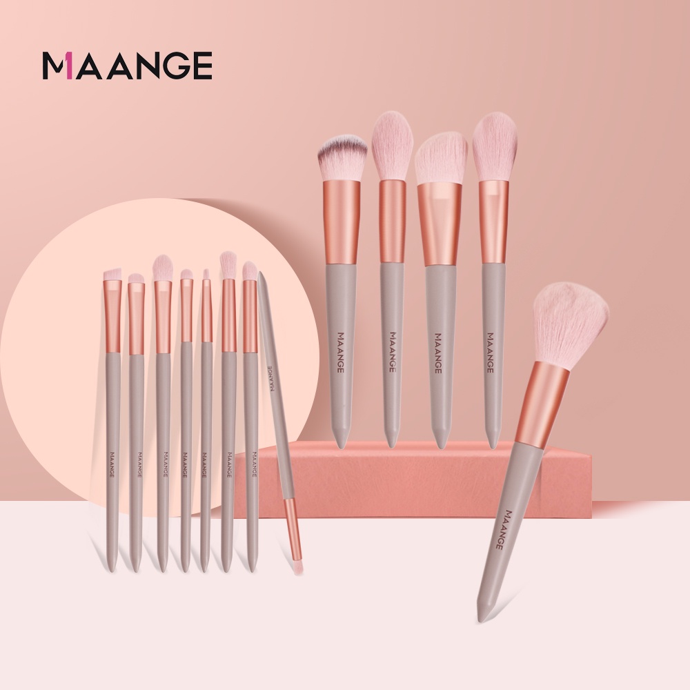 MAANGE Kuas Set Makeup 13pcs Kosmetic Brush Powder Eye Shadow Foundation Blusher Blending Beauty Sikat Lembut Tas Kuas Portabel Besar Alat Kecantikan Untuk Wanita 5877