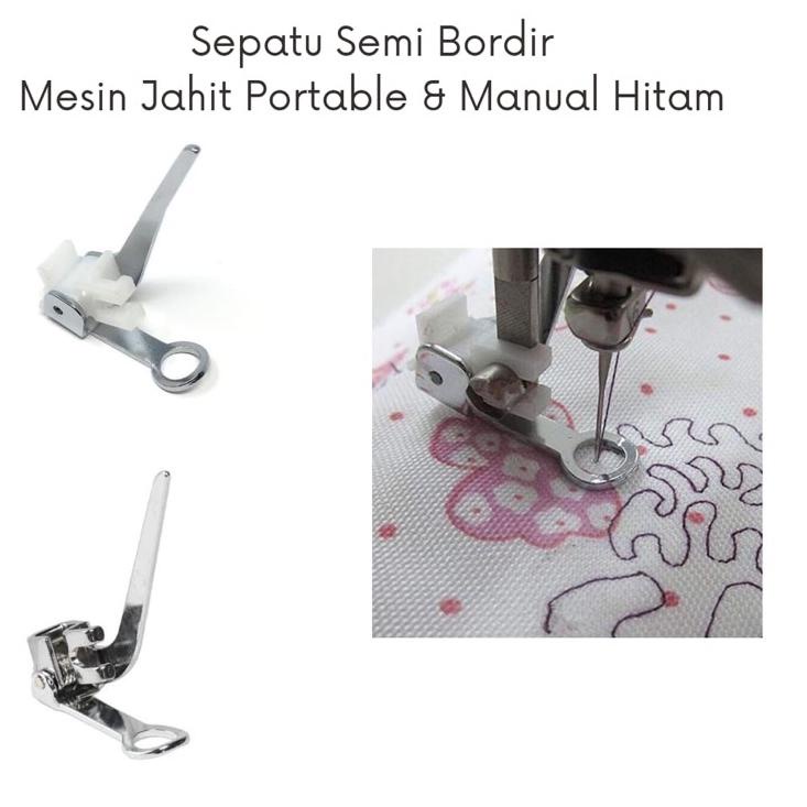 [Terkece Se-RI] Sepatu bordir/ semi bordir mesin jahit portable/ manual hitam
