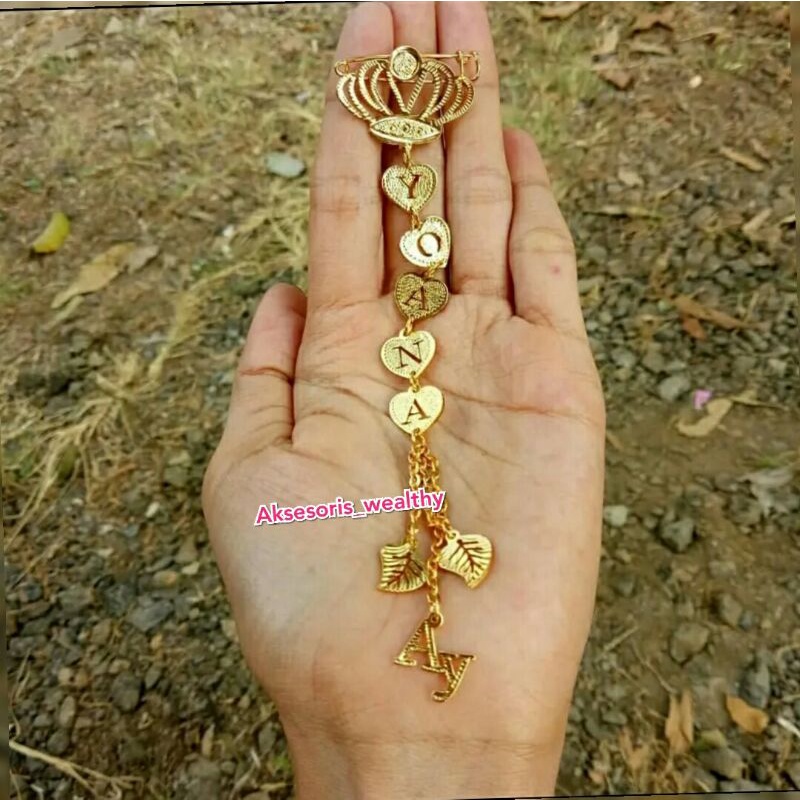 Bros dagu nama mahkota love / Bros nama / peniti hijab / pin