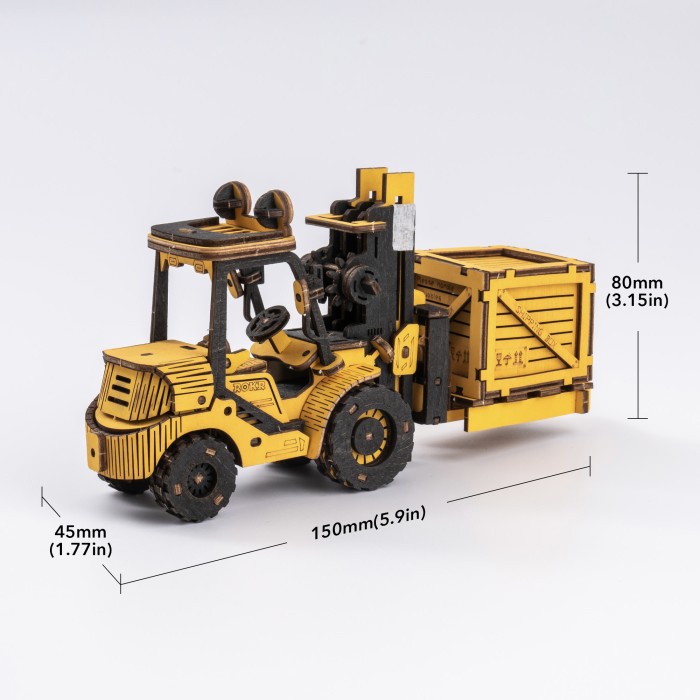 ROLIFE Robotime ROKR Forklift Engineering Vehicle 3D Wooden Puzzle TG413K Hobby And Toy Collection