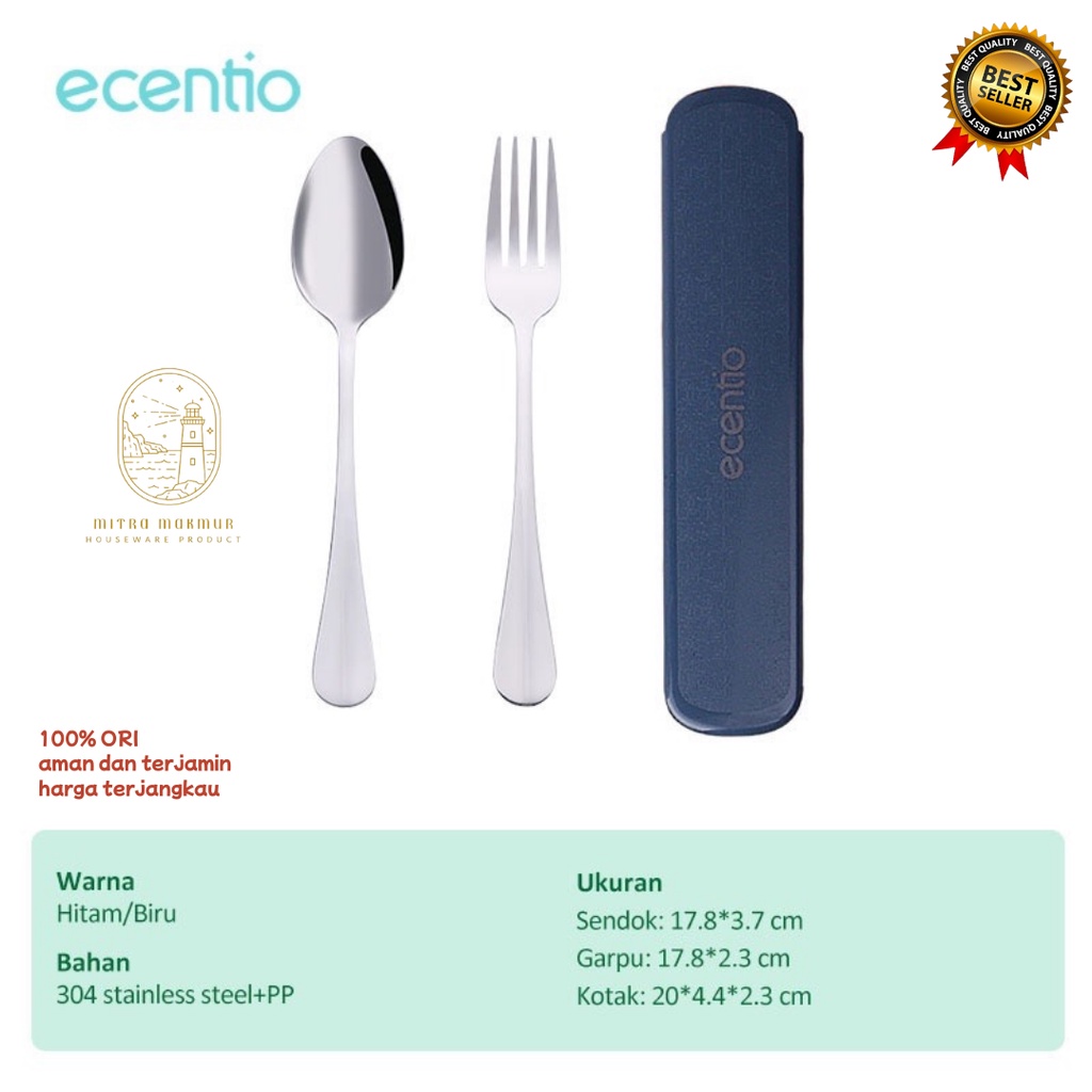 ECENTIO ALAT MAKAN SET FREE WADAH ISI 2 / 3 PCS STAINLESS STEEL SENDOK GARPU SUMPIT 1 SET