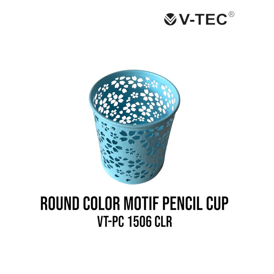 Pencil Cup Bulat Motif  V-TEC  PC-1506 Colour Desk Set Round Organizer Satuan- SHSNP