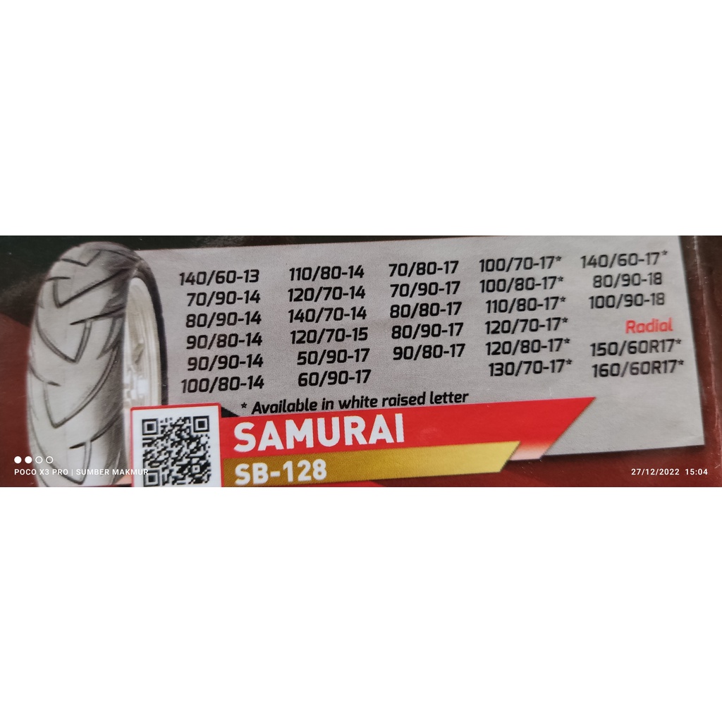 Ban Tubles radial besar 150/60-17 160/60-17 samurai swallow tubless original r15 vixion cbr 250