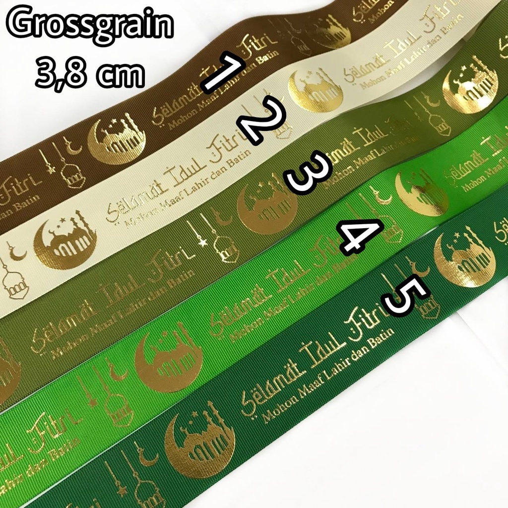 1 YARD - PITA IDUL FITRI SABLON EMAS TIMBUL PREMIUM | PITA GROSGRAIN DOUBLE SATIN LEBARAN