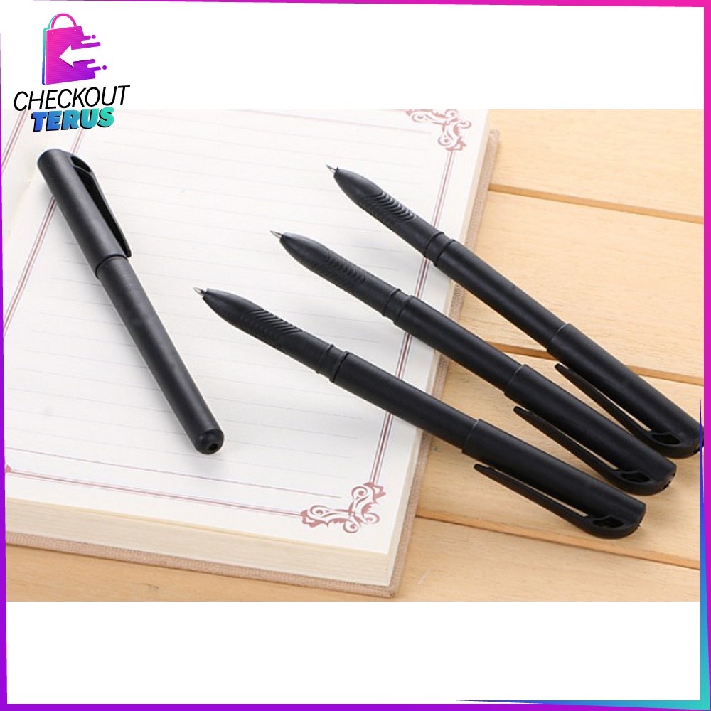 CT A45 Pulpen Hitam 0.7mm Motif Polos Tinta Hitam Alat Tulis Kantor Perlengkapan Sekolah Pens Black Simple Import