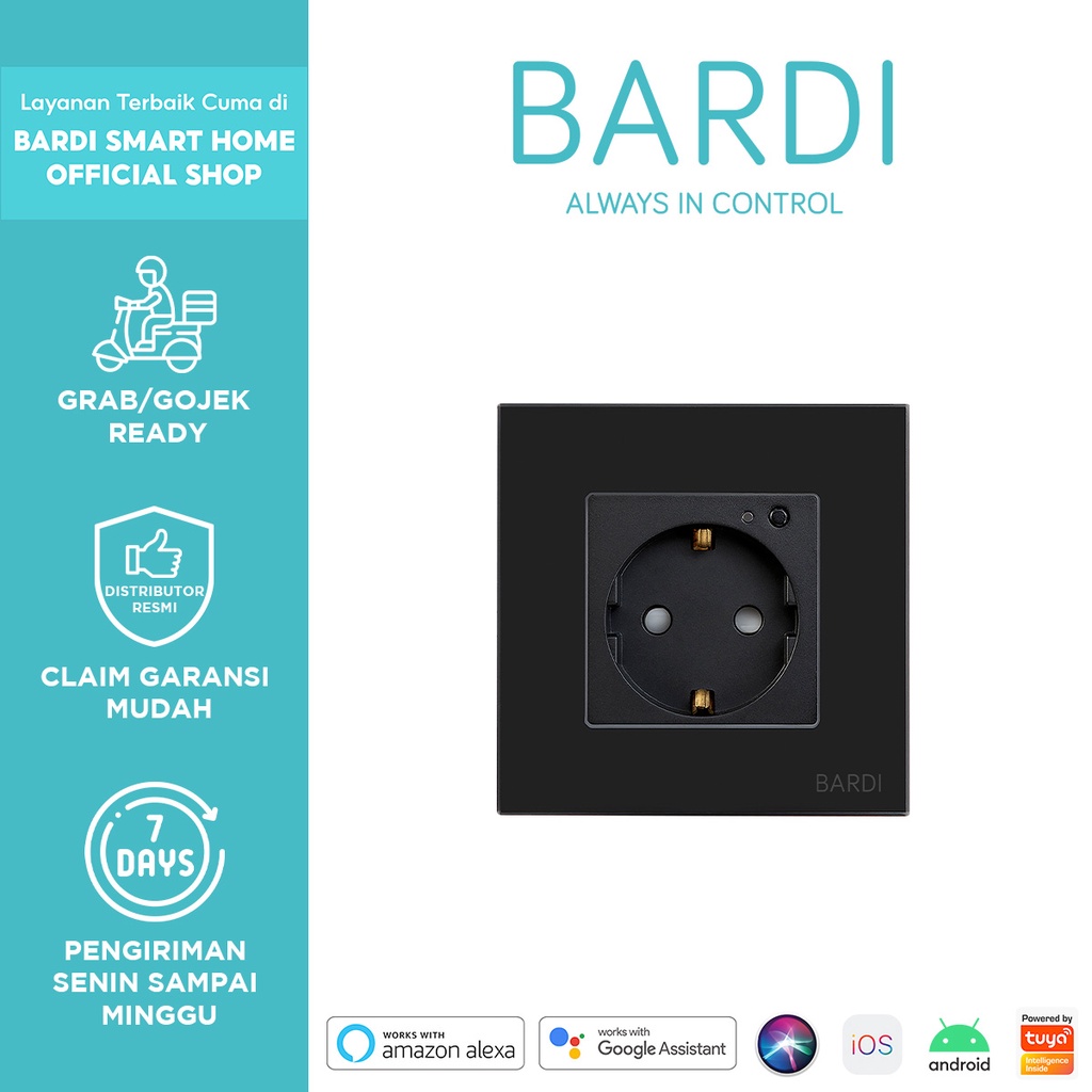 BARDI Smart Wall Socket Wifi EU Black For Alexa Google Home Automation