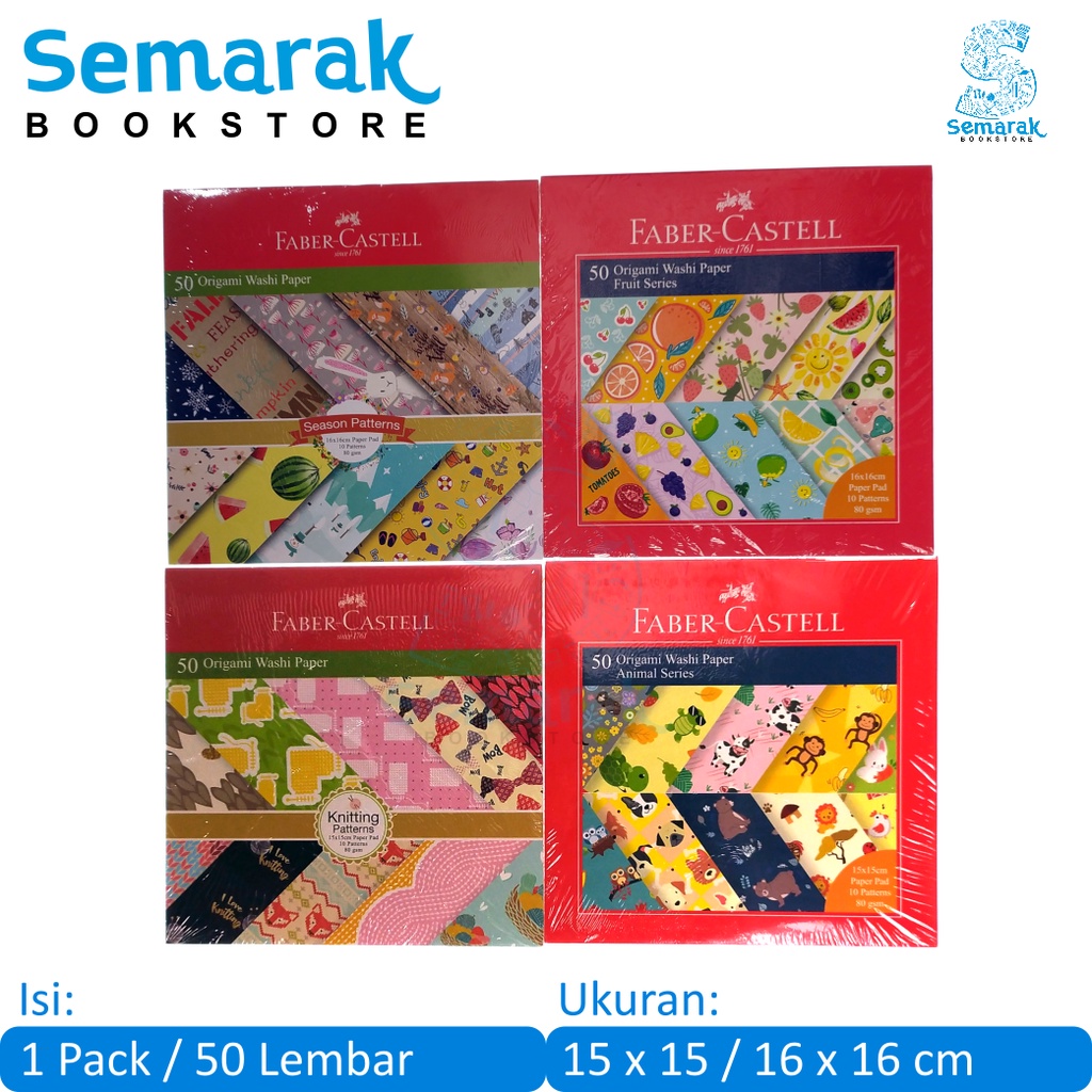 

Faber Castell Origami Washi Paper Kertas Lipat Motif 15 x 15 / 16 x 16 [1 Pack / 50 Lembar]