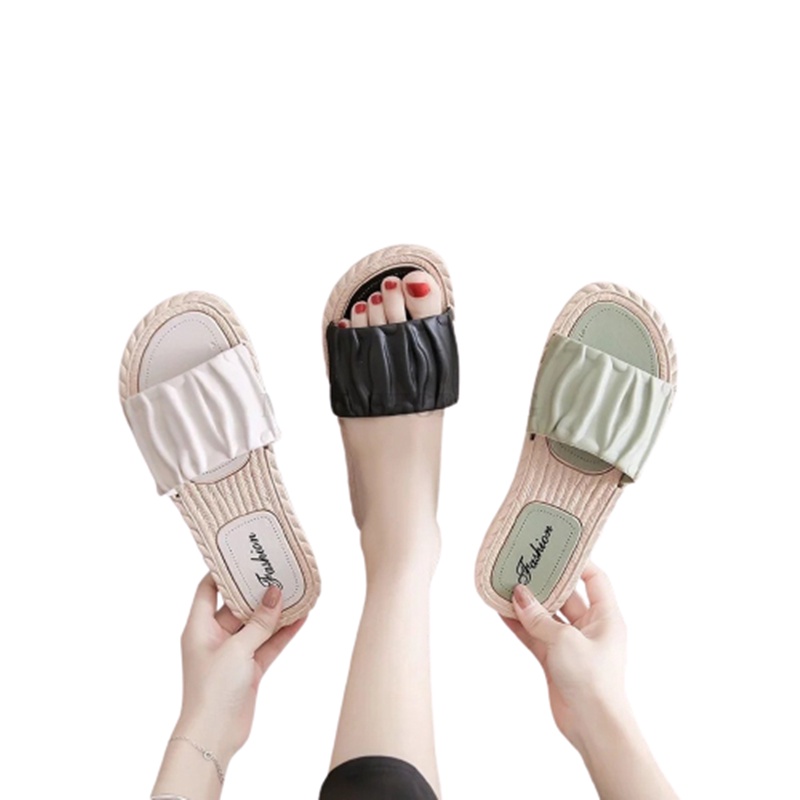 Sandal Slop Slip on Shoes Sendal Teplek Wanita Sendal Flat Karet MALL SHOPPING