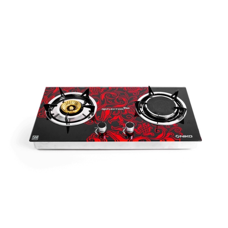 Kompor Gas 2 Tungku Kaca Gas Stove Niko Reflection Duo Tempered Glass MERAH