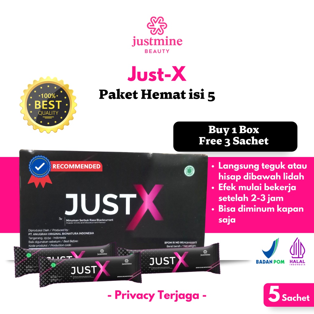 (OBRAL) Just X - Suplemen Serbuk Gingseng Herbal Penambah Stamina Pria | Suplemen Herbal Seperti Golo dan Geha | Exp September 2023