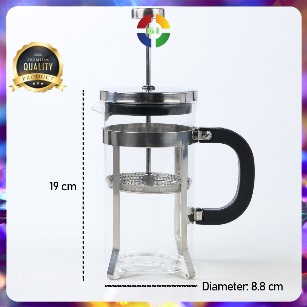 Teko Penyeduh Kopi Teknik French Press Pot 600ml Stainless