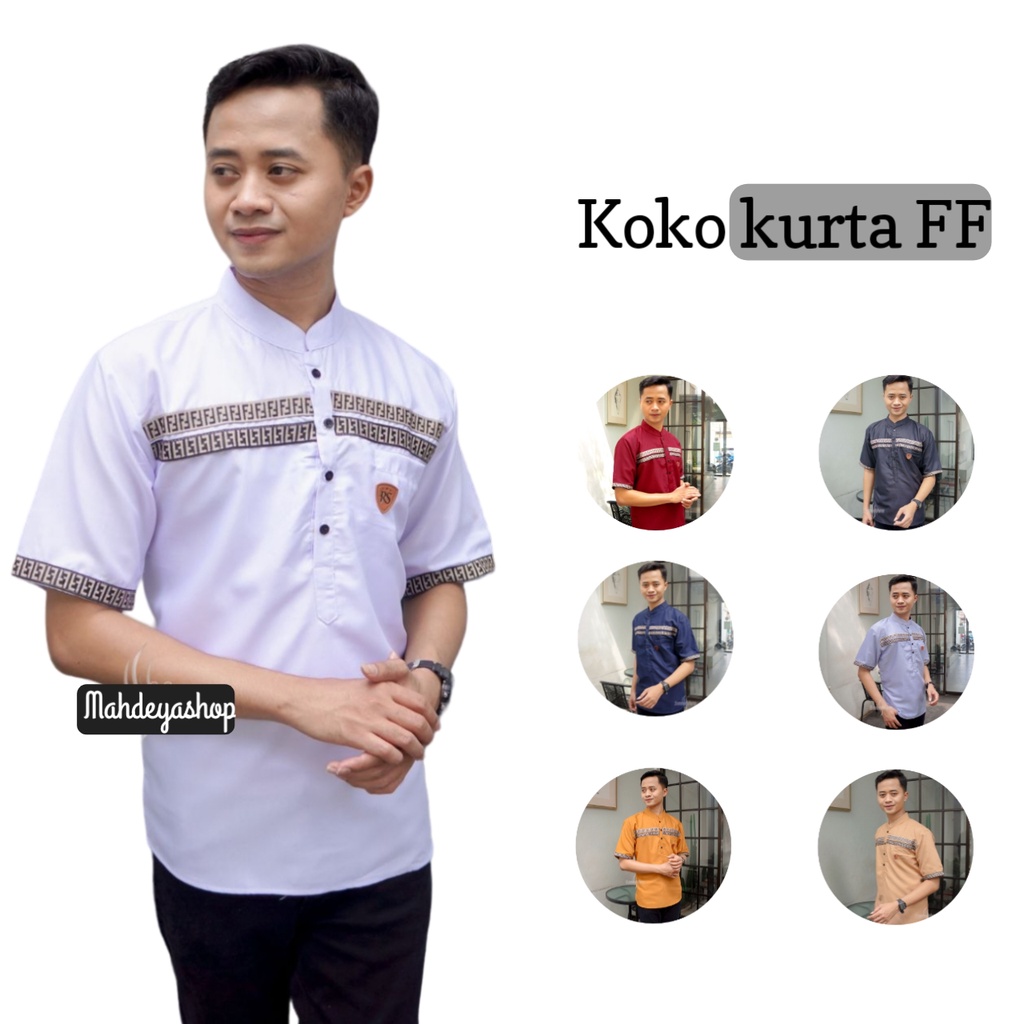 Koko Kurta Lengan Pendek Baju Muslim Matt Katun Adem Tebal Terlaris Mahdeya