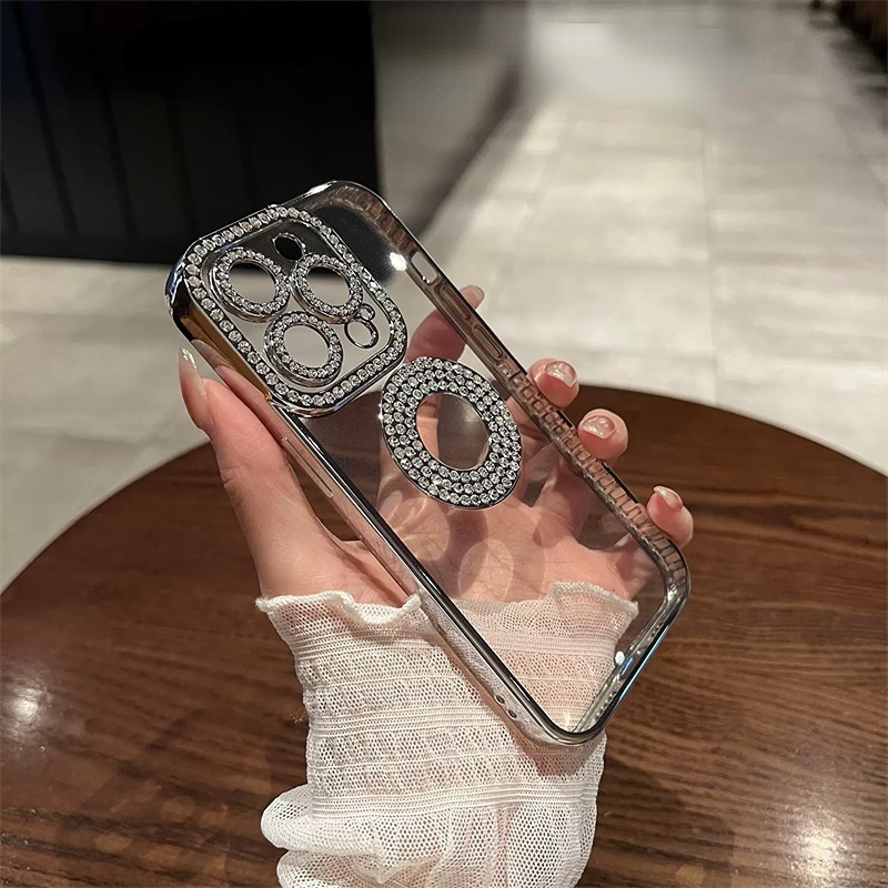 Casing Diamond Hollow Mewah iPhone 14 Pro Max 13 Pro Max 12 Pro Max 11 Pro Max14 Plus Dilengkapi Dengan Perlindungan film Lensa Casing Pencegah Jatuh