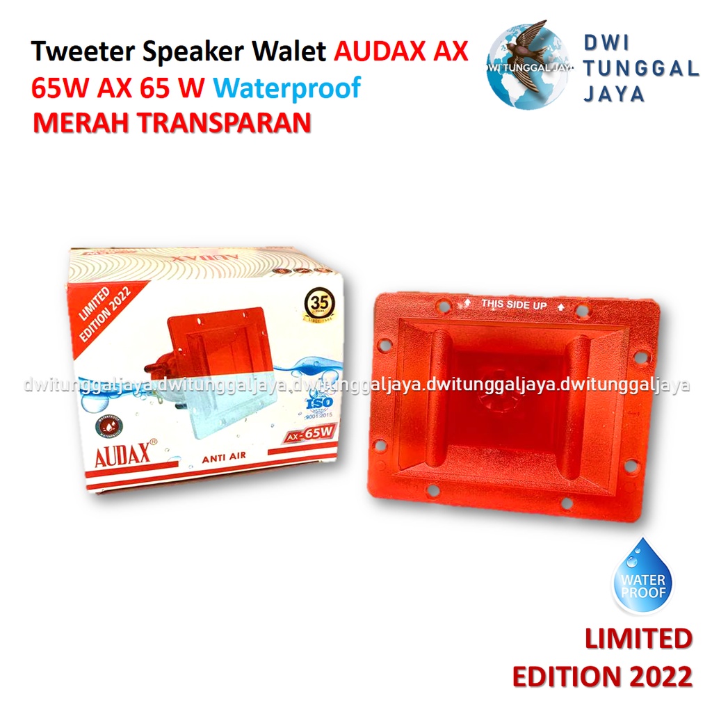 Tweeter Tuiter Speaker Spiker Walet AUDAX AX 65 W AX 65W Merah Transparan Waterproof
