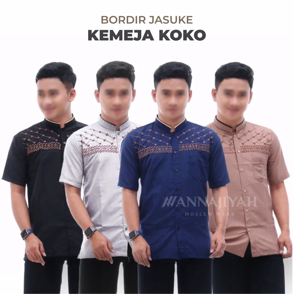 Baju Muslim Koko / Kemeja Koko Bordir Jasuke untuk Pria Dewasa dn Remaja