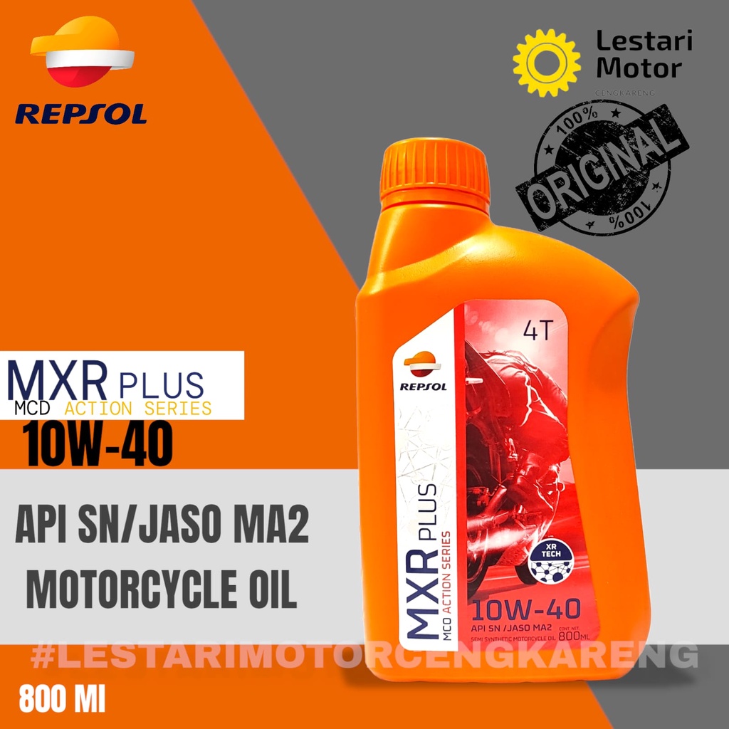 OLI REPSOL MXR PLUS 4T 10W40 800 ML ASLI BEBEK SPORT SEMI SYNTHETIC