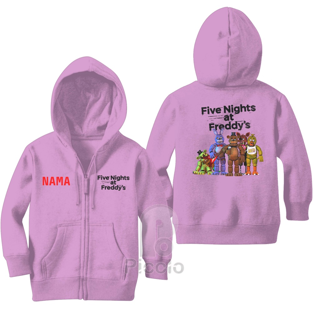 SWEATER HOODIE ZIPPER ANAK ANIME FIVE NIGHTS AT FREDDYS UNISEX (FREE NAMA)