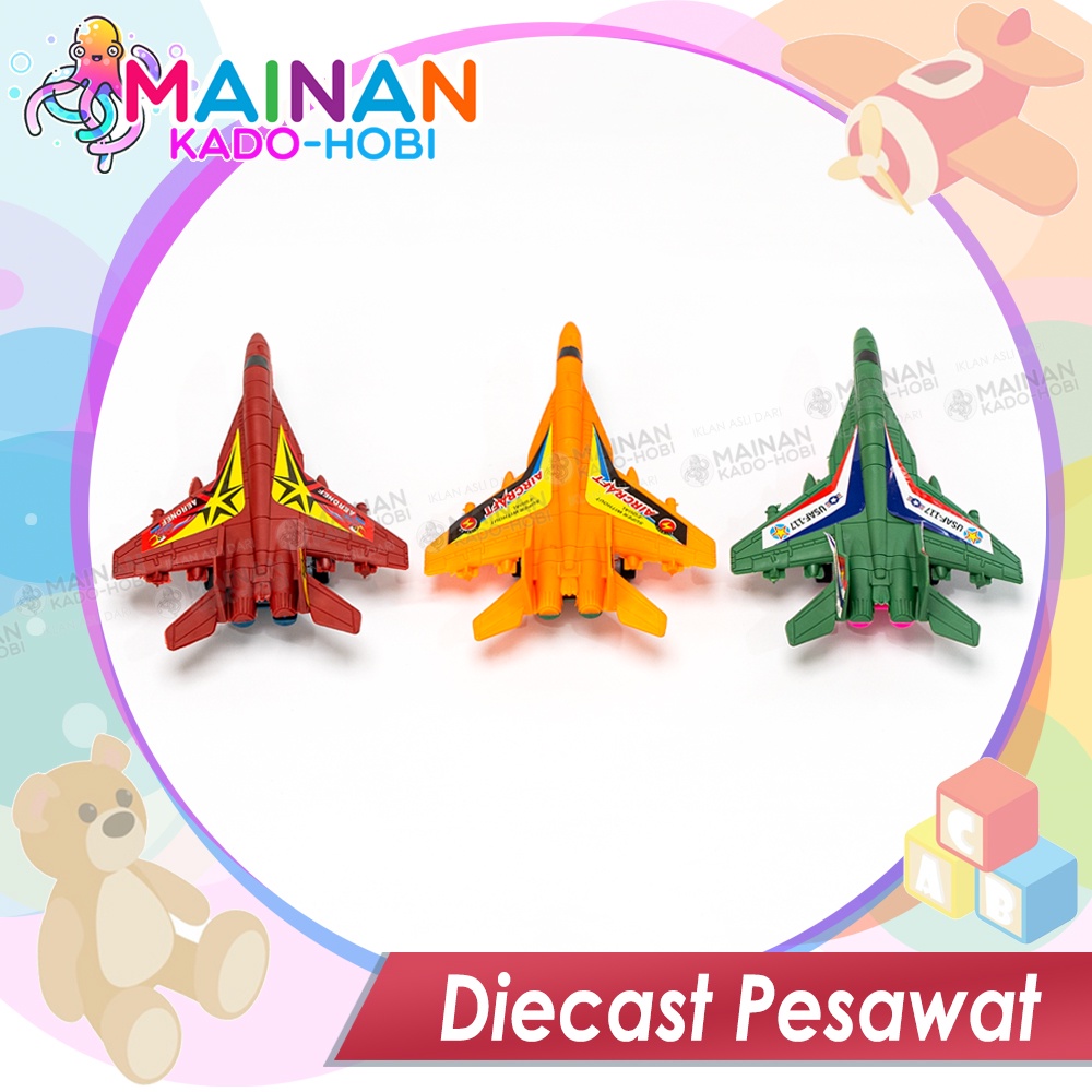 KADO KOLEKSI MAINAN ANAK LAKI MINIATUR DIECAST PESAWAT JET ARMY TEMPUR