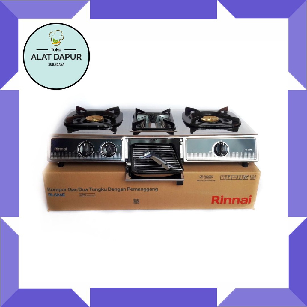Kompor Gas 2 tungku RINNAI RI 524E - 524 E - RI524E - RI524  + Panggangan Original