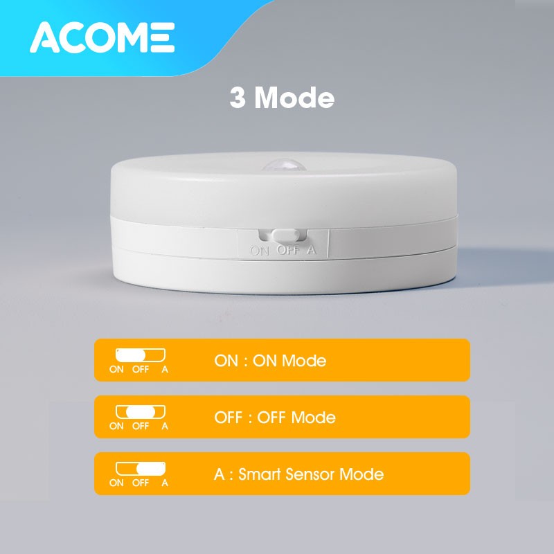 ACOME ANL01 White Induction Night Lamp Lampu multifungsi sensor