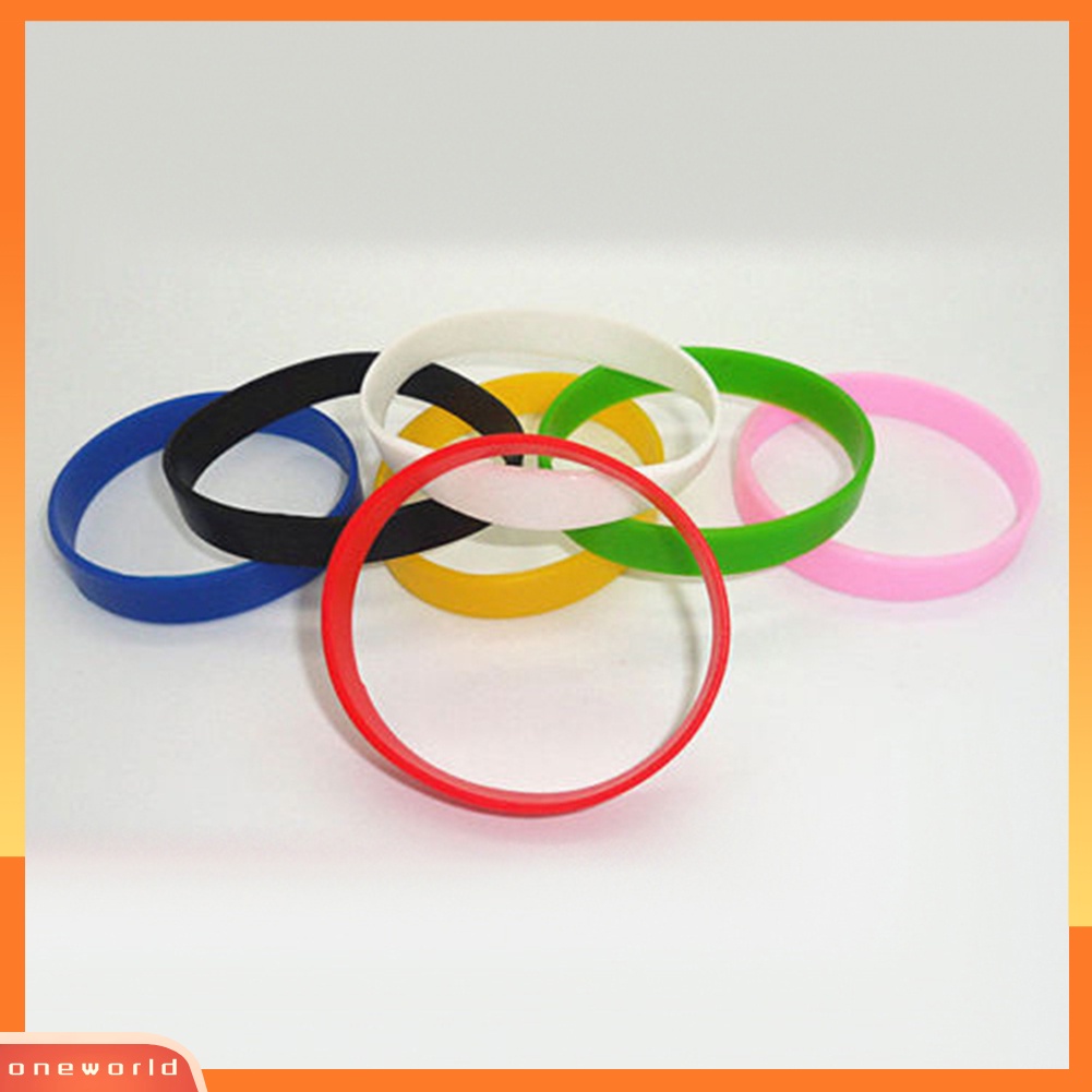 {oneworld} 2pcs Fashion Silikon Gelang Tangan Gelang Desain Olahraga Warna Solid Gelang