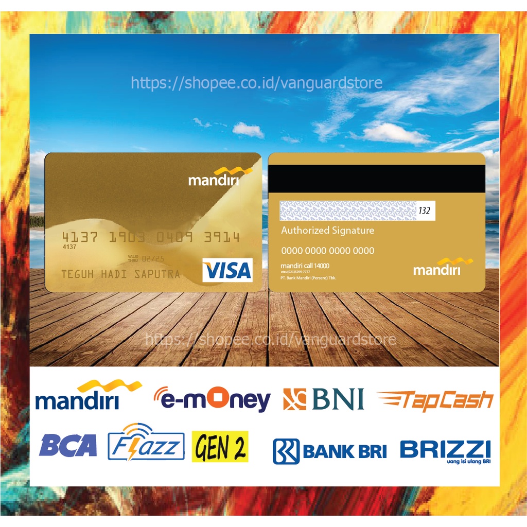 KARTU E MONEY E TOLL KARTU MANDIRI VIsA COKLAT 4 DEBIT CREDIT EMONEY MANDIRI FLAZZ BCA BNI TAPCASH BRIZZI BRI - 2 SISI