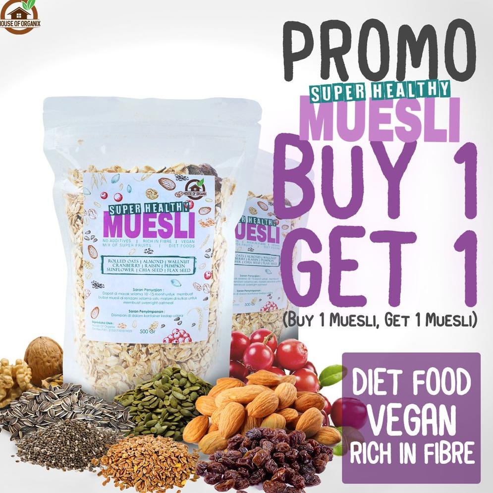 

mgp73 Buy 1 Get 1 Super Healthy Muesli 250 Gr Promo Spesial