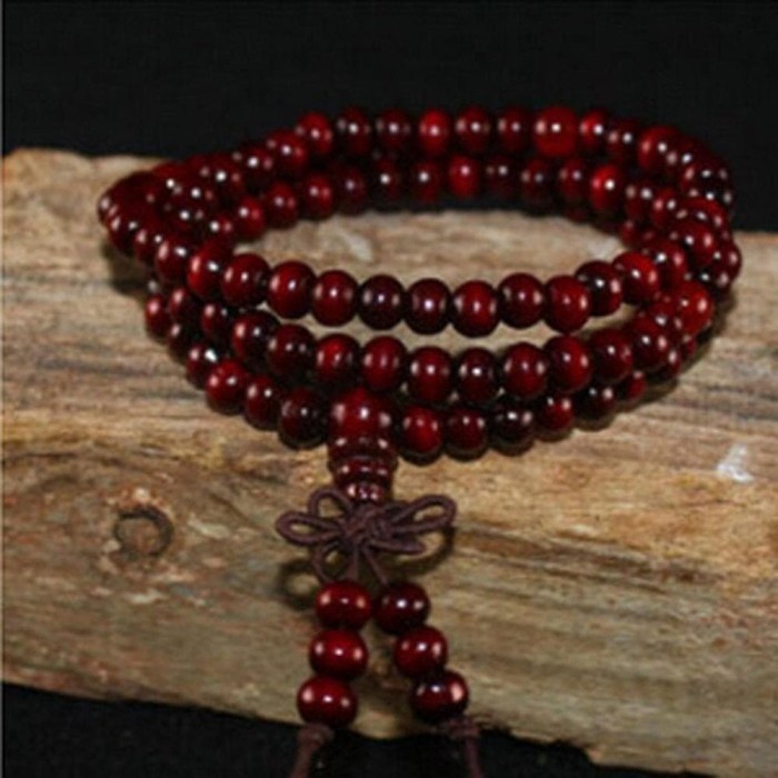 Tasbih Kayu Gaharu Merah Tasbih Buddha 108 Butir -11111