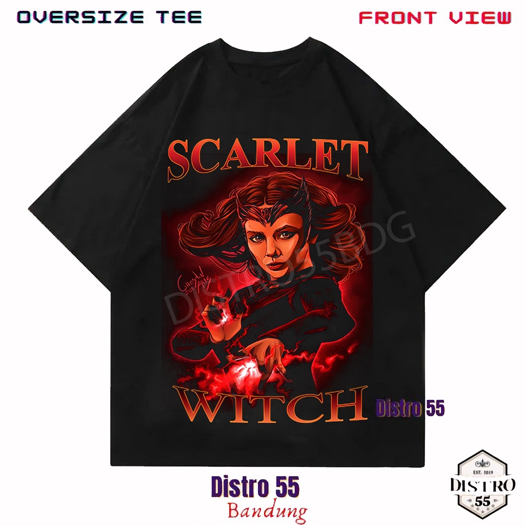 KAOS WANDA VISION BLACK OVERSIZE VINTAGE TEE / SCARLET WITCH / DISTRO 55 BANDUNG / OVERSIZE CUT MODE