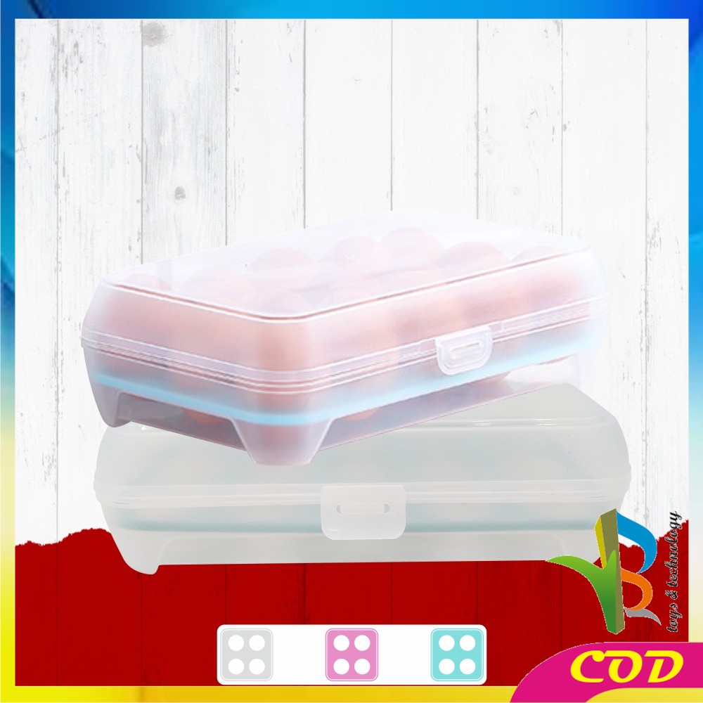 RB-C791 Kotak Tempat Rak Susun Penyimpanan Telur 15 Lubang Sekat / Rak Wadah Tempat Telor 15 Butir Egg Box Storage Organizer Anti Pecah