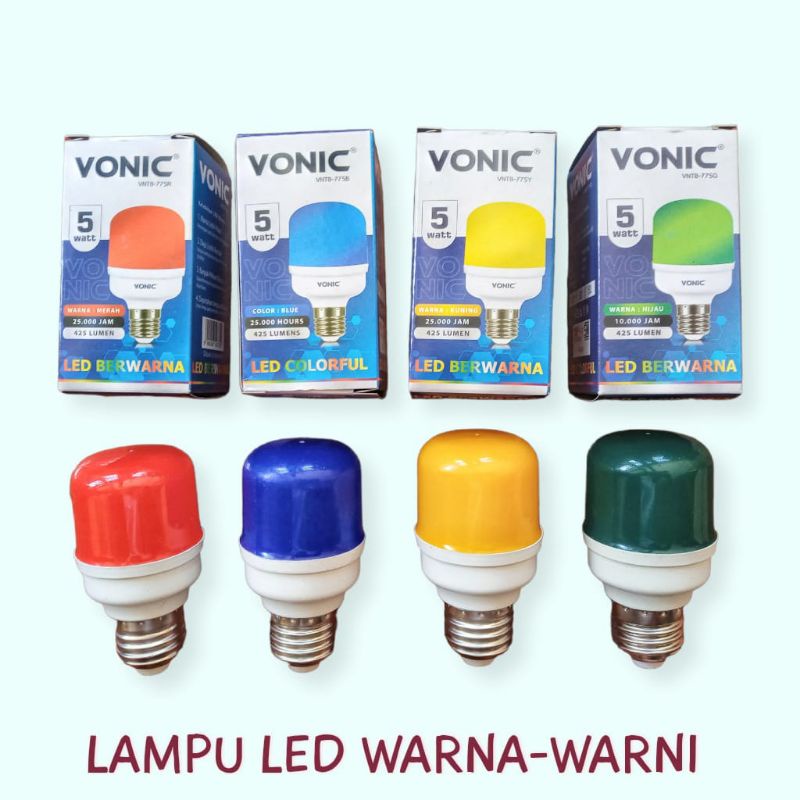 Lampu LED Warna Merah Kuning Hijau Biru 5 Watt Merk Pioline - Lampu Hemat Listrik