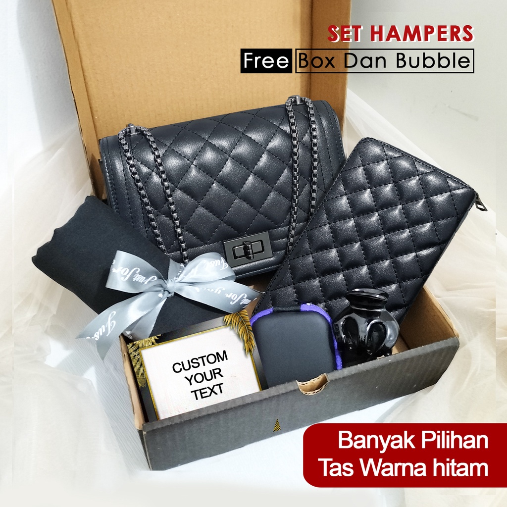 Kado ulang tahun hadiah ultah set hampers tas wanita hitam murah kado ulang tahun cewek gift set graduation shoulder bag dan dompet