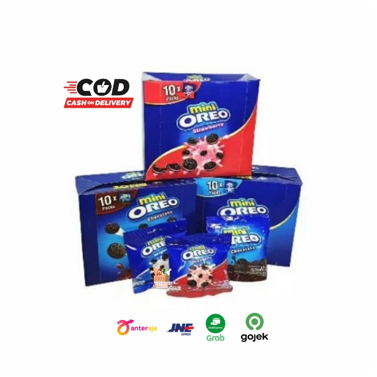 

(JSO) MINI OREO Biskuit Sandwich 21gr x 10 pcs BOX Original Coklat Strawberry All Varian Rasa Snack Cemilan Anak