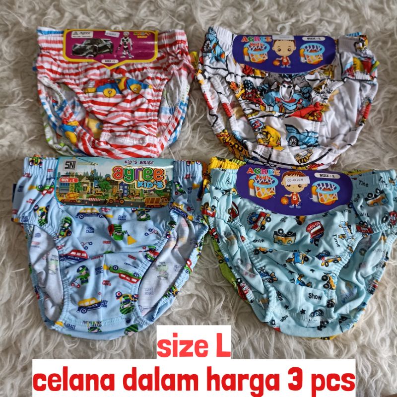 celana dalam anak laki umur 4-11 tahun harga 3 pcs  bahan catton halus