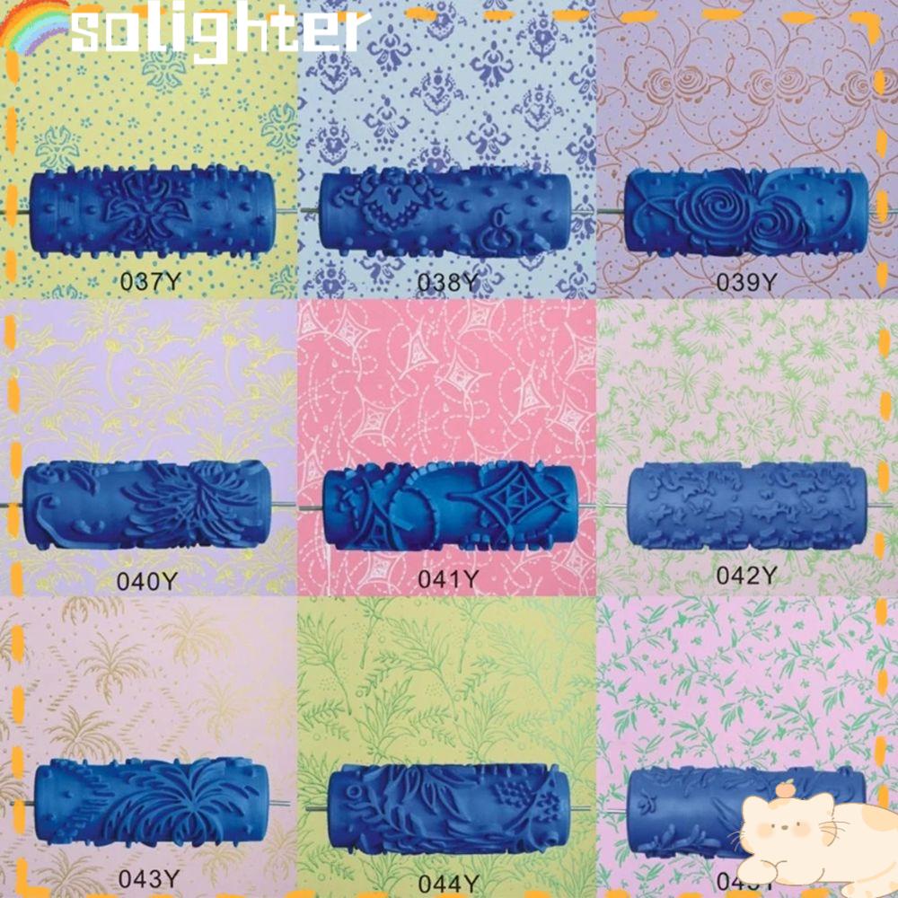 Solighter Grain Paint Roller Kuas Dinding Wallpaper Kuas Tekstur Cat DIY Pigmen Printing Alat Pola Imitasi