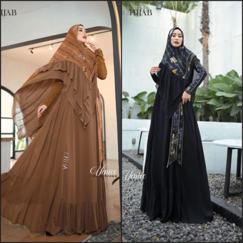 [ER.HA SYARI] GAMIS SYARI TERBARU / DRESS SET PRINTING " VENICE SET " BY ERHA