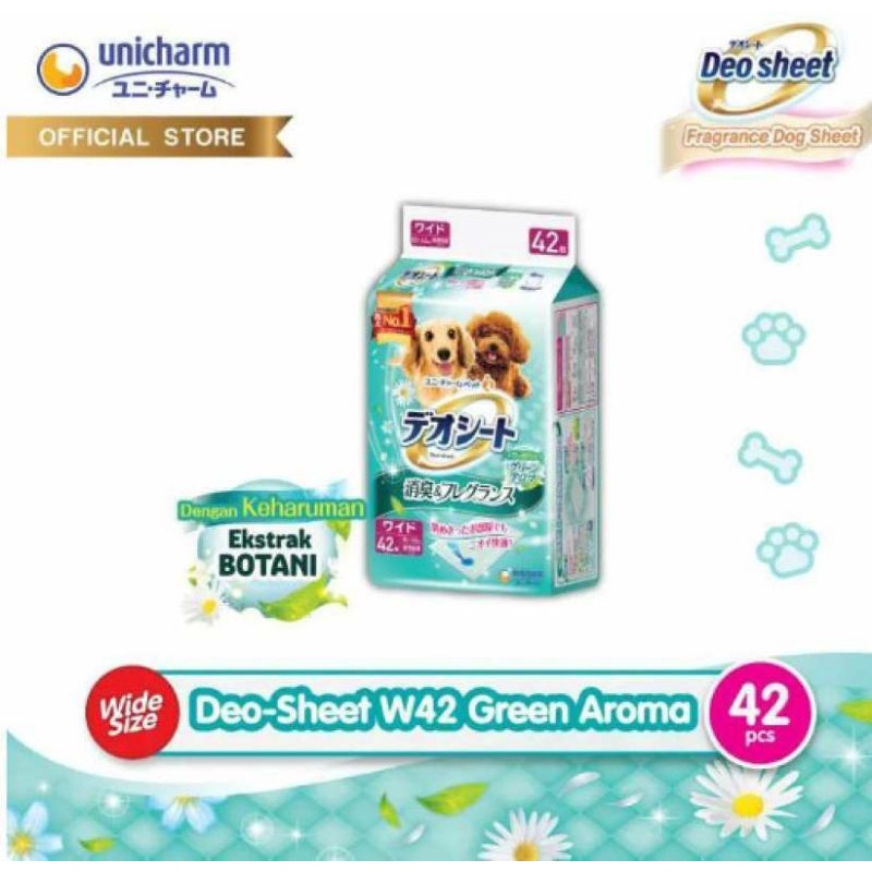 Unicharm Pet - Deo Sheet Anjing - Wide Size - Green Aroma 42 pcs - Underpad