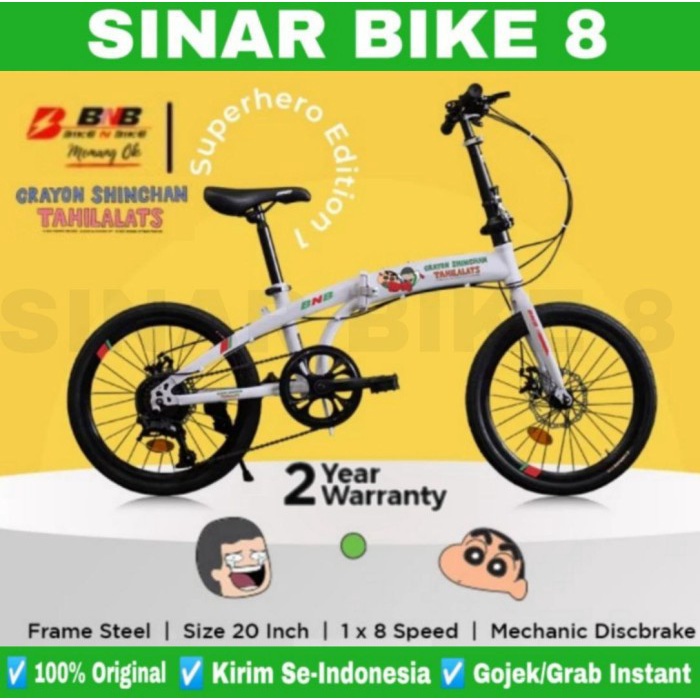 Sepeda Lipat BNB Superhero Edition 1 - Shinchan x Tahilalats Ukuran 20 Inch