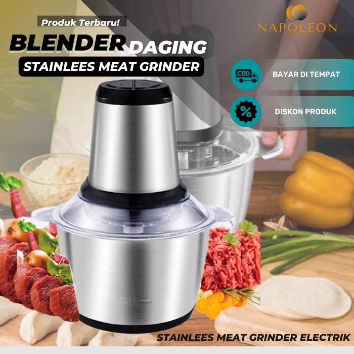 Stainless Blender Penggiling Daging Elektrik Stainless Meat Grinder Capsule Chopper Belender Giling 