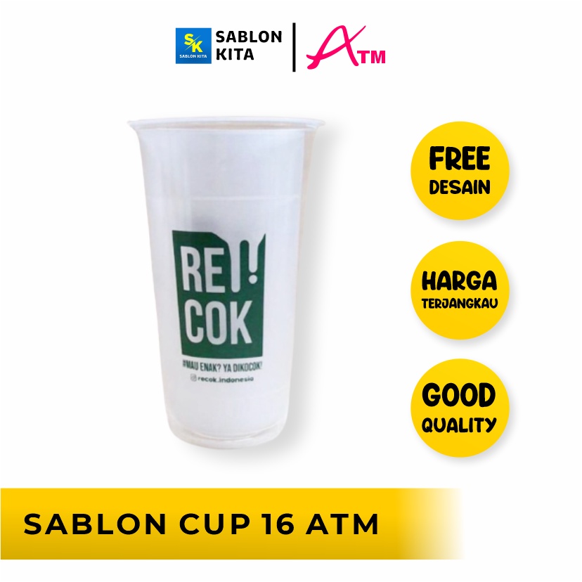 Jual Sablon Cup Plastik Datar Oz Merk Atm Gram Cup Gelas Minuman