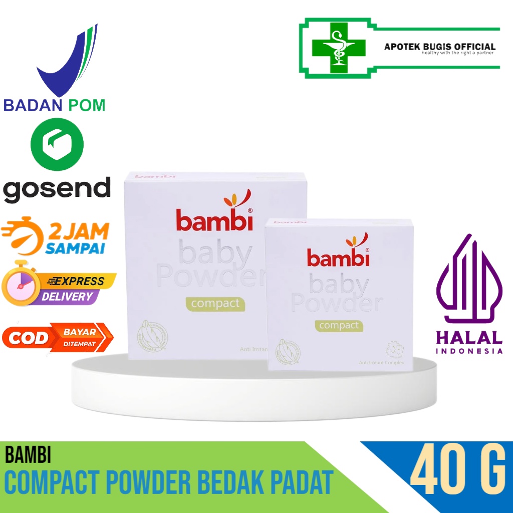 Bambi Compact Powder 40 gram Bedak Padat - Bayi Kulit Normal - Sensitif | Aromatherapy