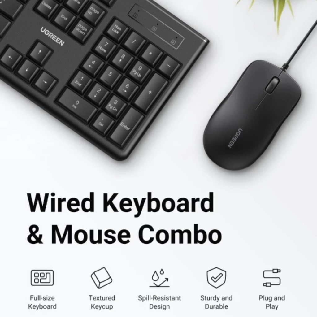 GREEN Keyboard Mouse Combo Set Kabel Komputer Laptop 1,5m kabel 90561