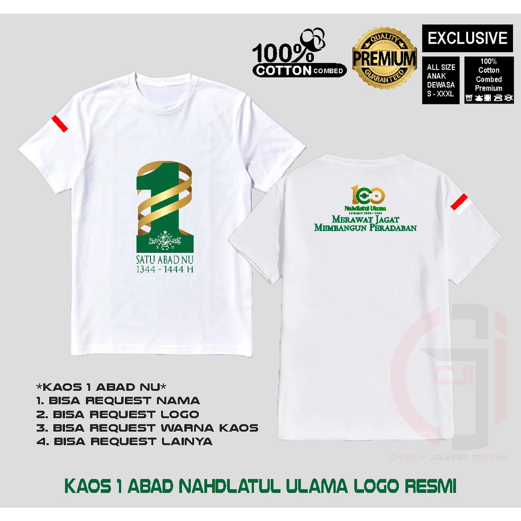 Kaos Satu Abad NU-Merawat Jagat Membangun Peradaban Hiqh Quality-Putih