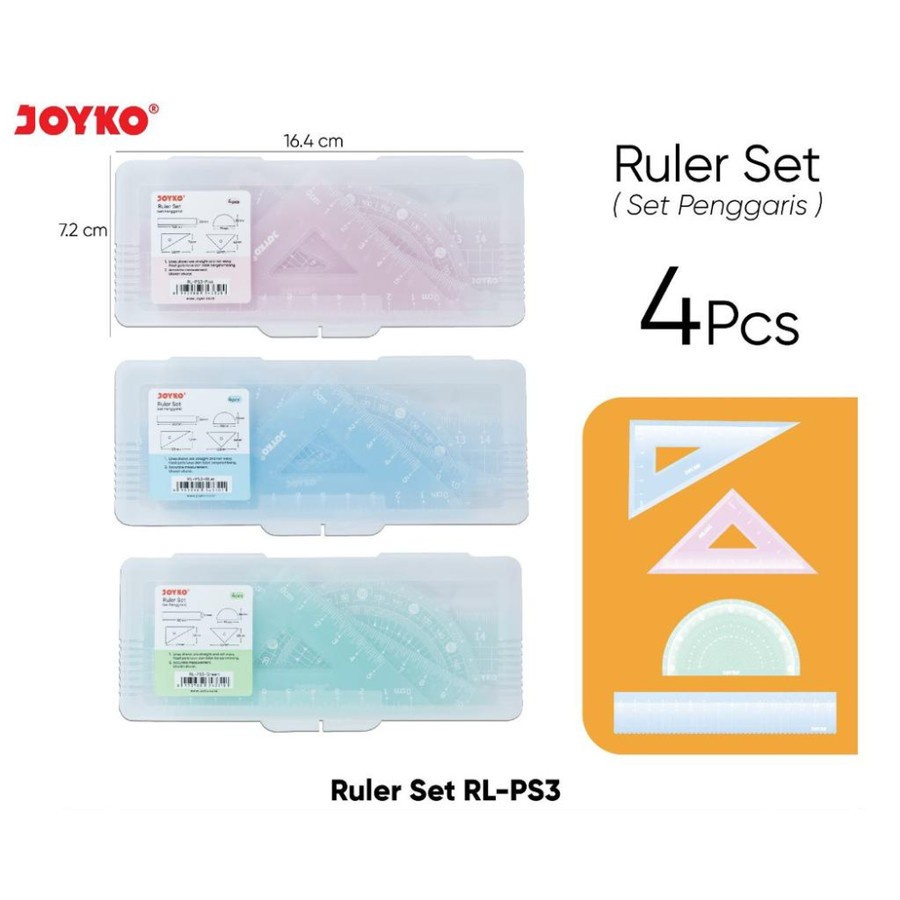 

Penggaris / Ruler Set RL-PS3 - 1 set isi 4 pcs