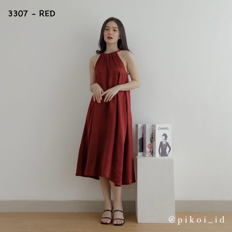 Dress tanktop panjang / sleeveless maxi dress merah imlek / dress imlek CNY baru santai 3307