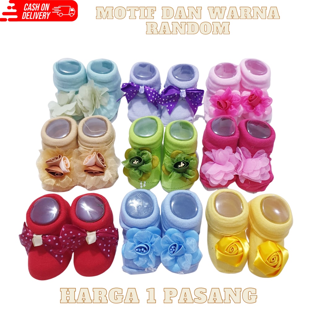 Cod Kaos Kaki Avery Anak Bayi Motif Bunga Dan Pita Usia 0-6 Bulan Baju Baby Gracia