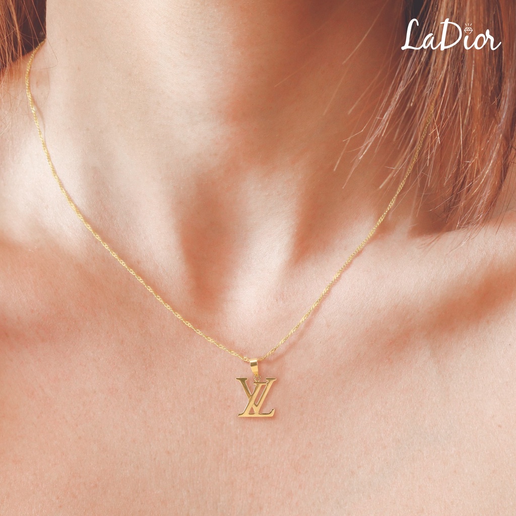 LADIOR - Liontin Emas Asli kadar 375 Model Logo Brand LV Simple - 048 - 8K - Yellow Gold