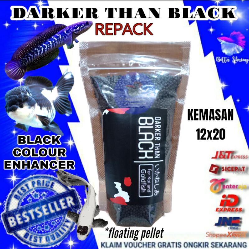 Pelet darker than black 500 gram / pelet pigment warna hitam / pakan koki panda channa asiatica koi 