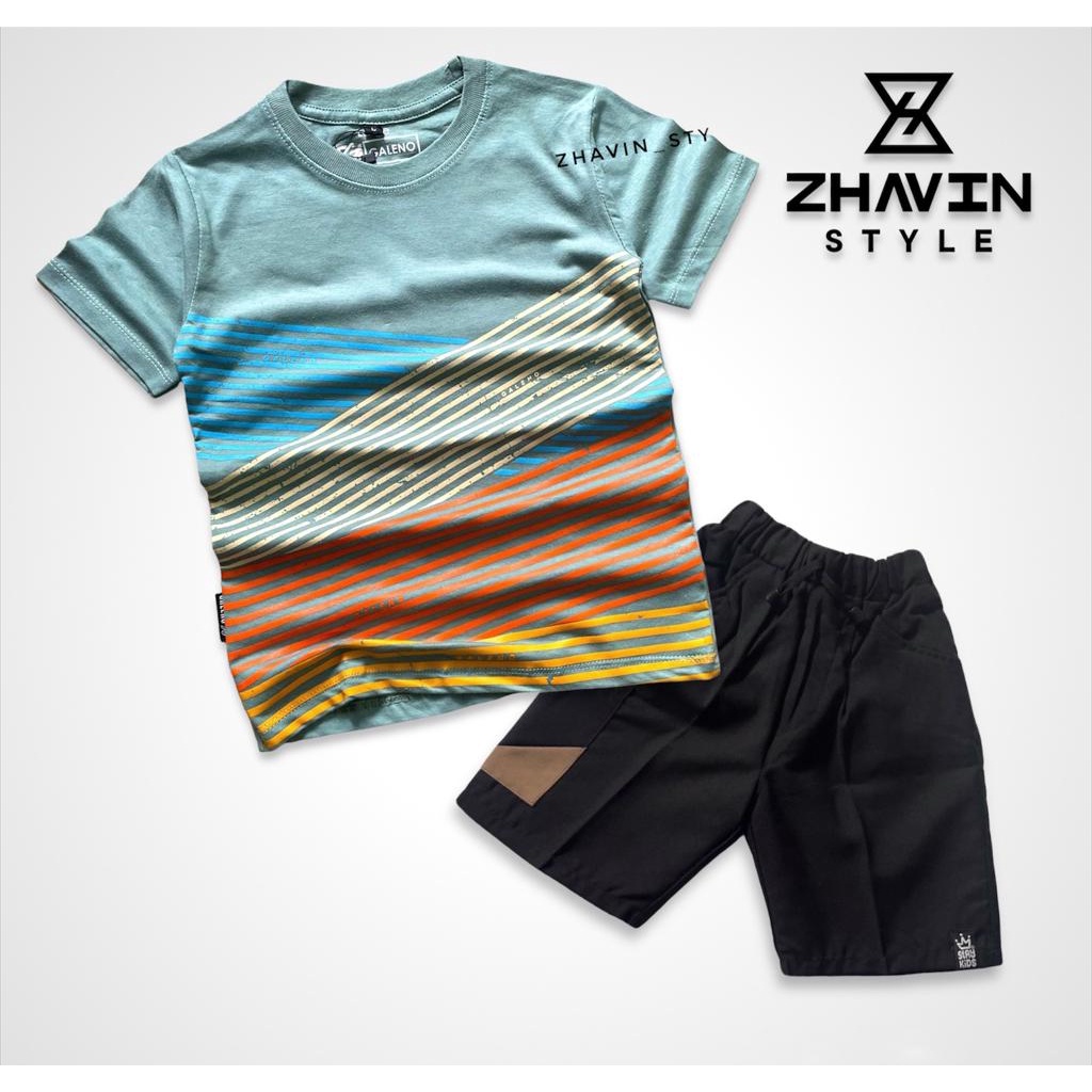 Zhavin setelan baju kaos anak laki-laki usia 1-12 tahun bahan aktun combed 30s
