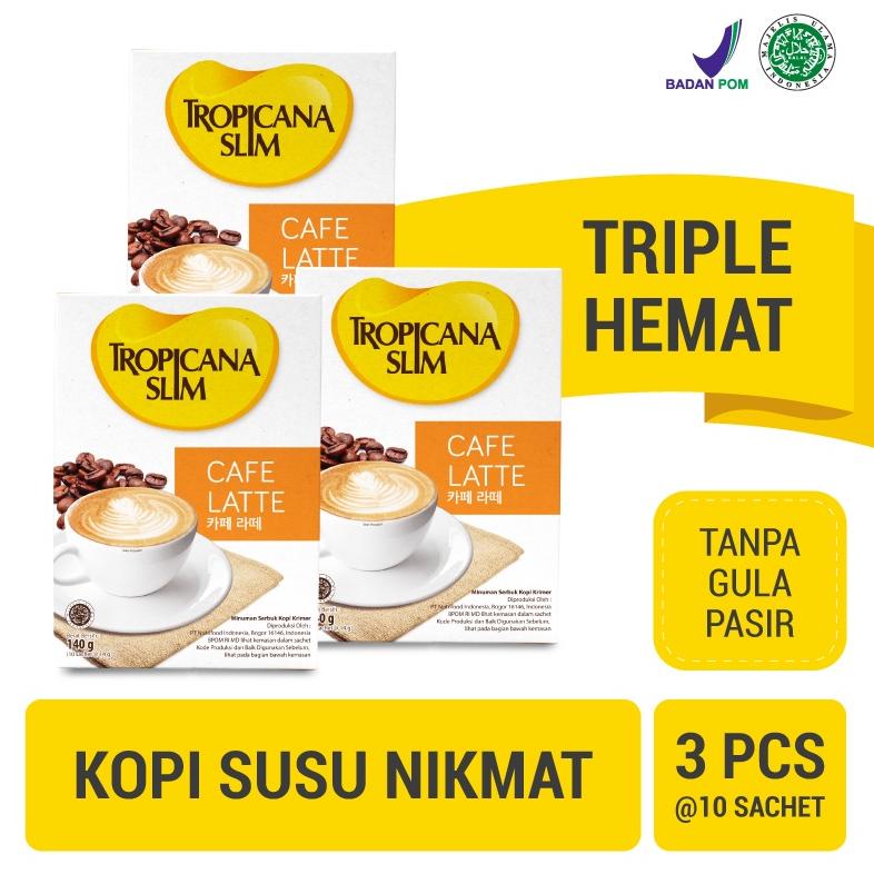 

Spesial 2.2 Triple Pack - Tropicana Slim Cafe Latte 10 Sachet 14 gram - Kopi Susu Nikmat Tanpa Gula Pasir ...,,